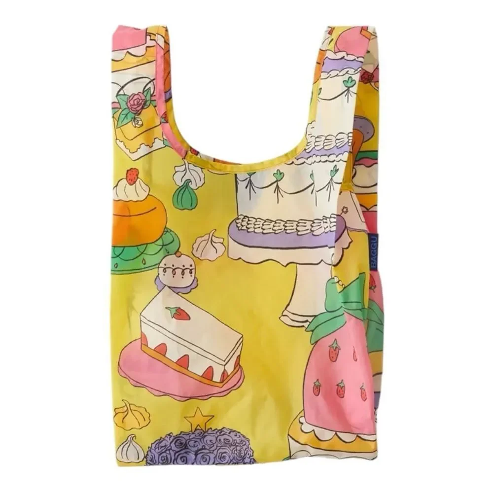 Baggu Standard Patisserie Print Recycled Ripstop Nylon Reusable Tote Bag